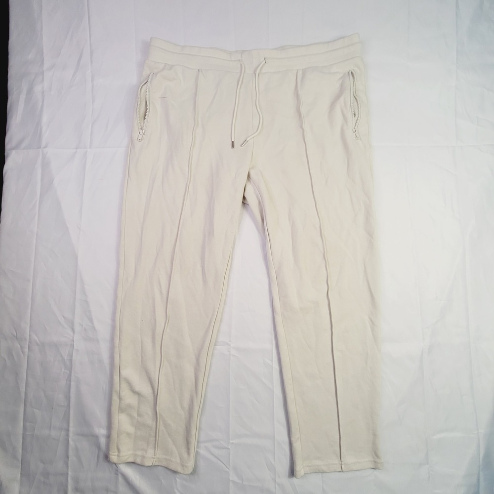 Goodfellow & Co Men's Jogger Sweatpants XL Cream Off-White Zip Pocket Q14 - Picture 2 of 16